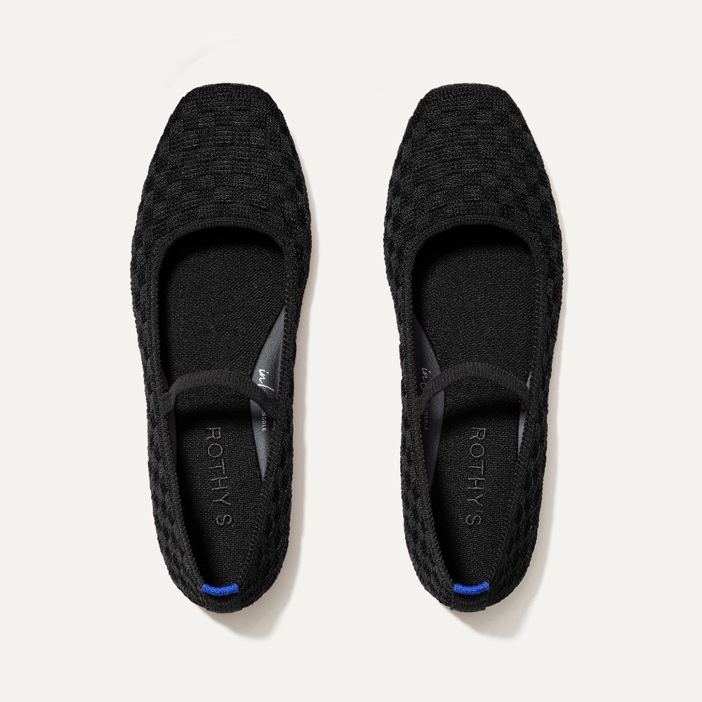 Rothy's The Max Square Mary Jane - Black Sand Size 10.5